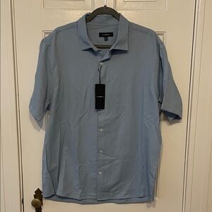 WestZeroOne Men’s Blue Short Sleeve Button Down Shirt XL